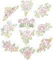 Floral Beauties. Outline colourwork. A set of ten outline stitch designs for 100mm x100mm hoops.